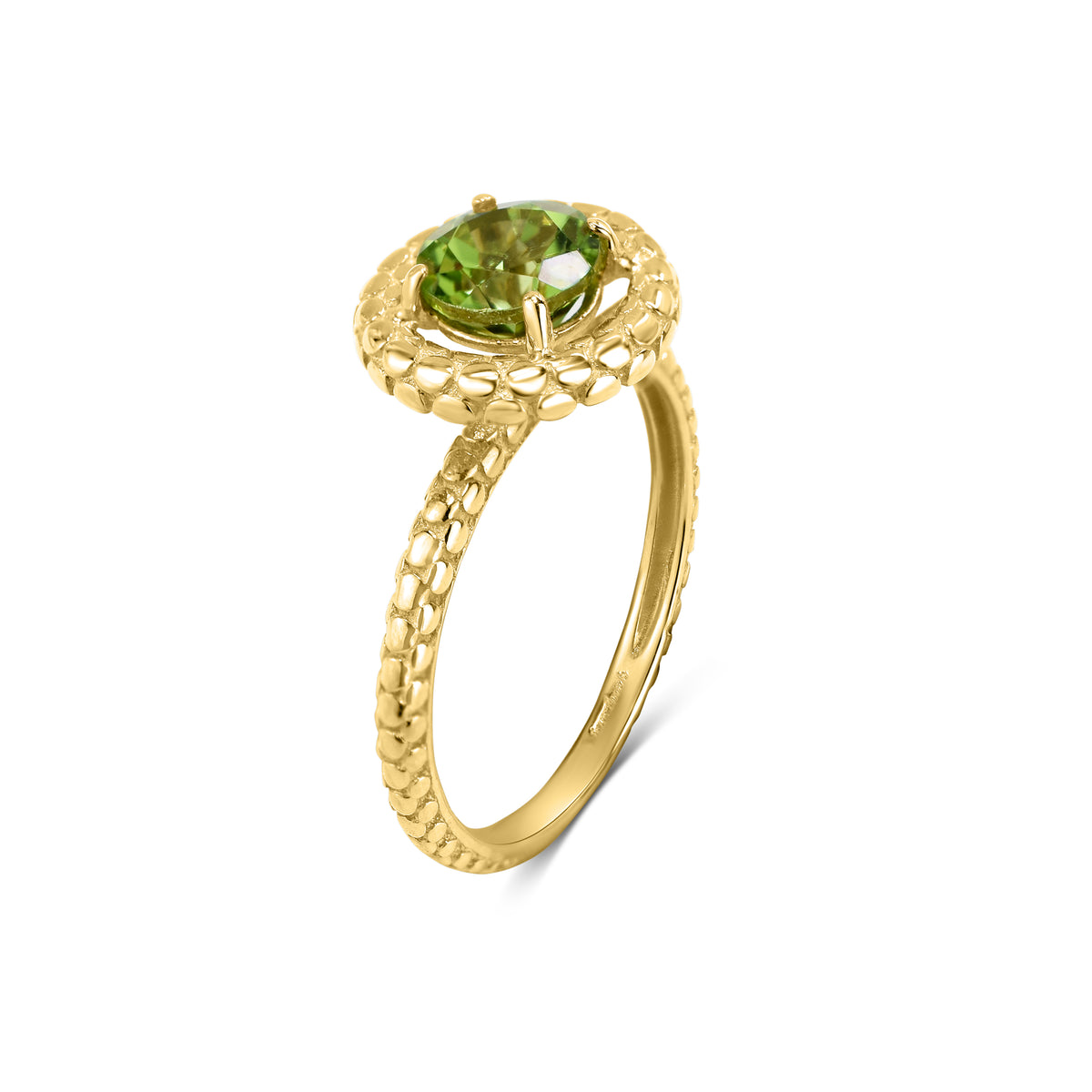 14k Yellow Gold Peridot Halo Ring