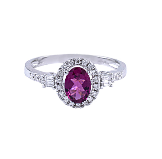 14k Pink Tourmaline Diamond Ring