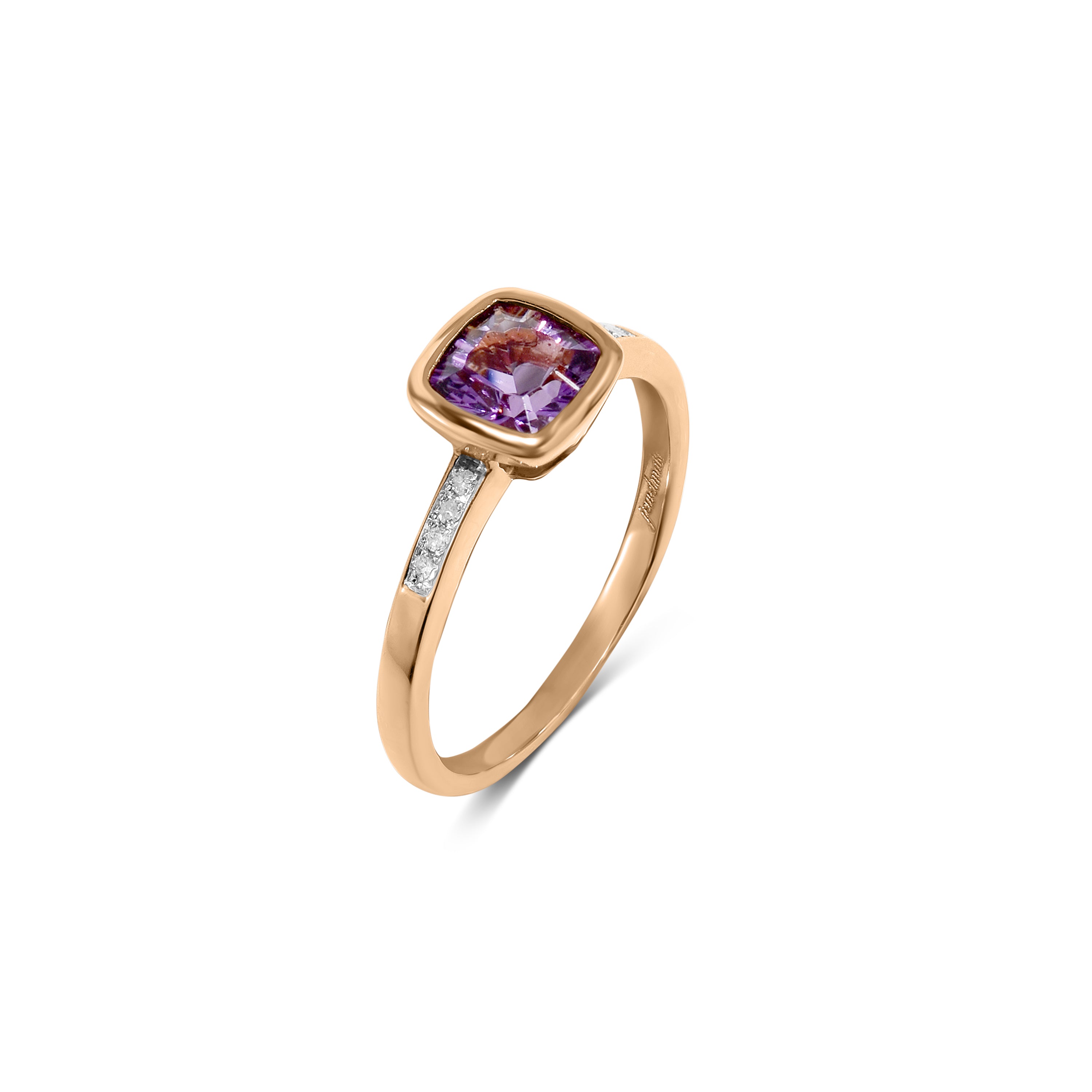 14k Amethyst Diamond Ring