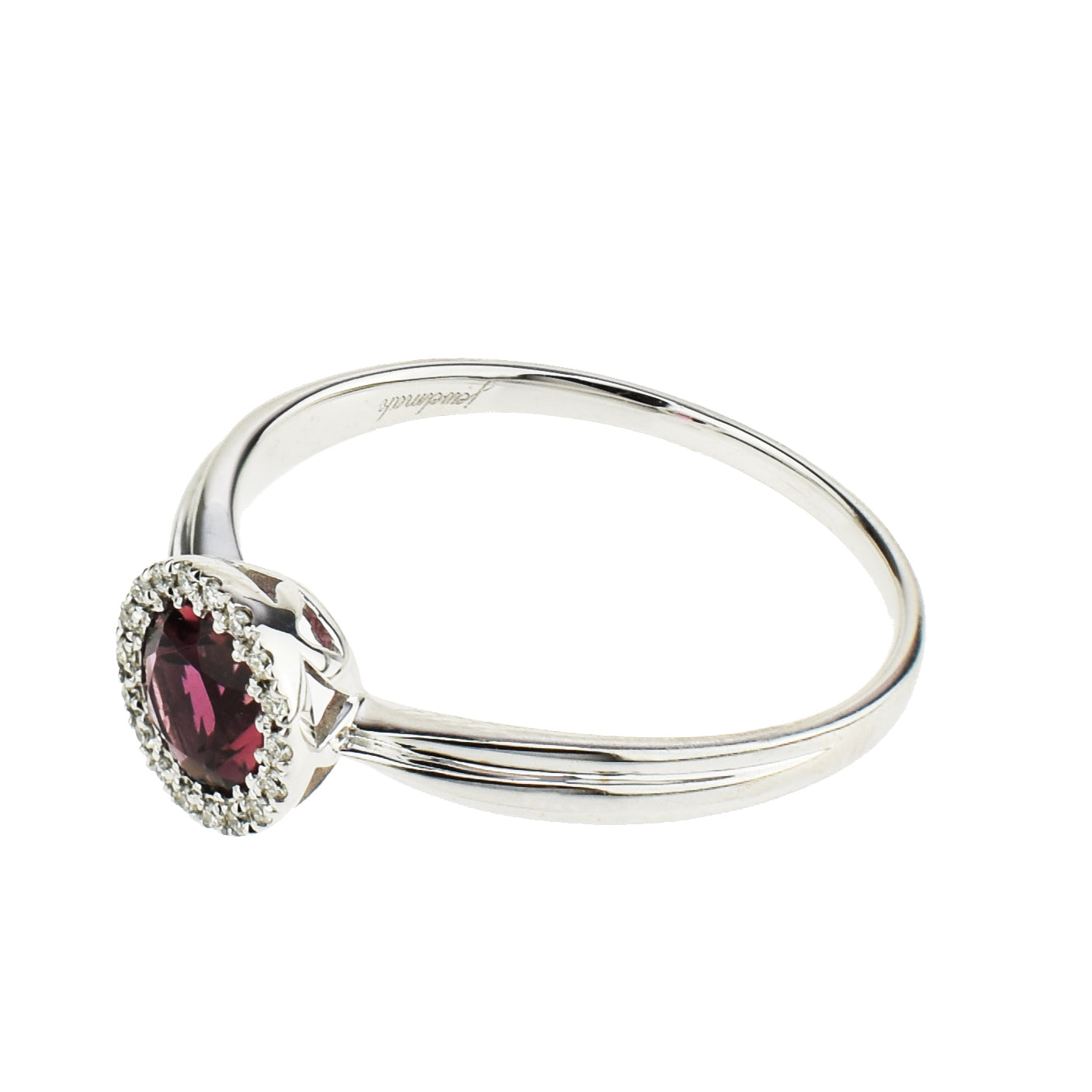 14k White Gold Pink Tourmaline Diamond Ring - Size 7