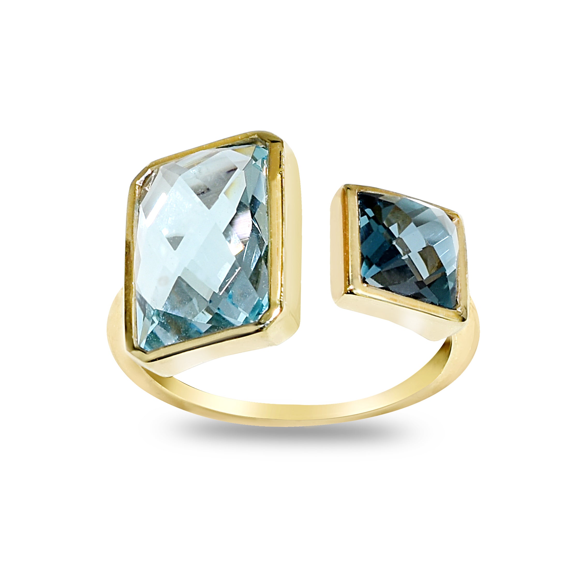 14k Sky and London Blue Topaz Open Ring