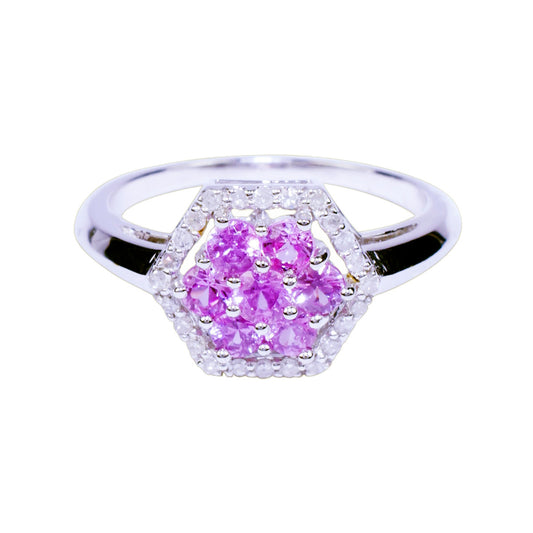 14k Pink Sapphire Dia Hex Shape Ring