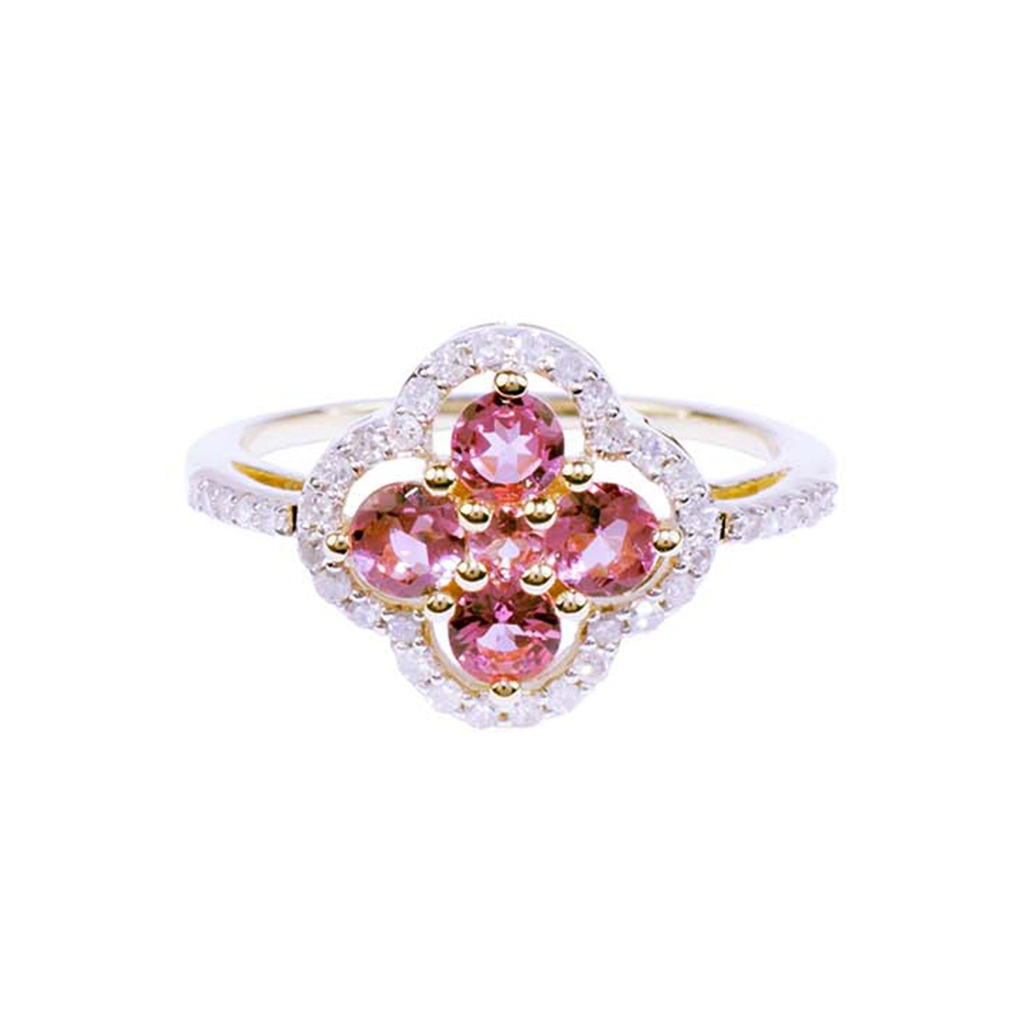 14k Pink Tourmaline Diamond Flower Ring