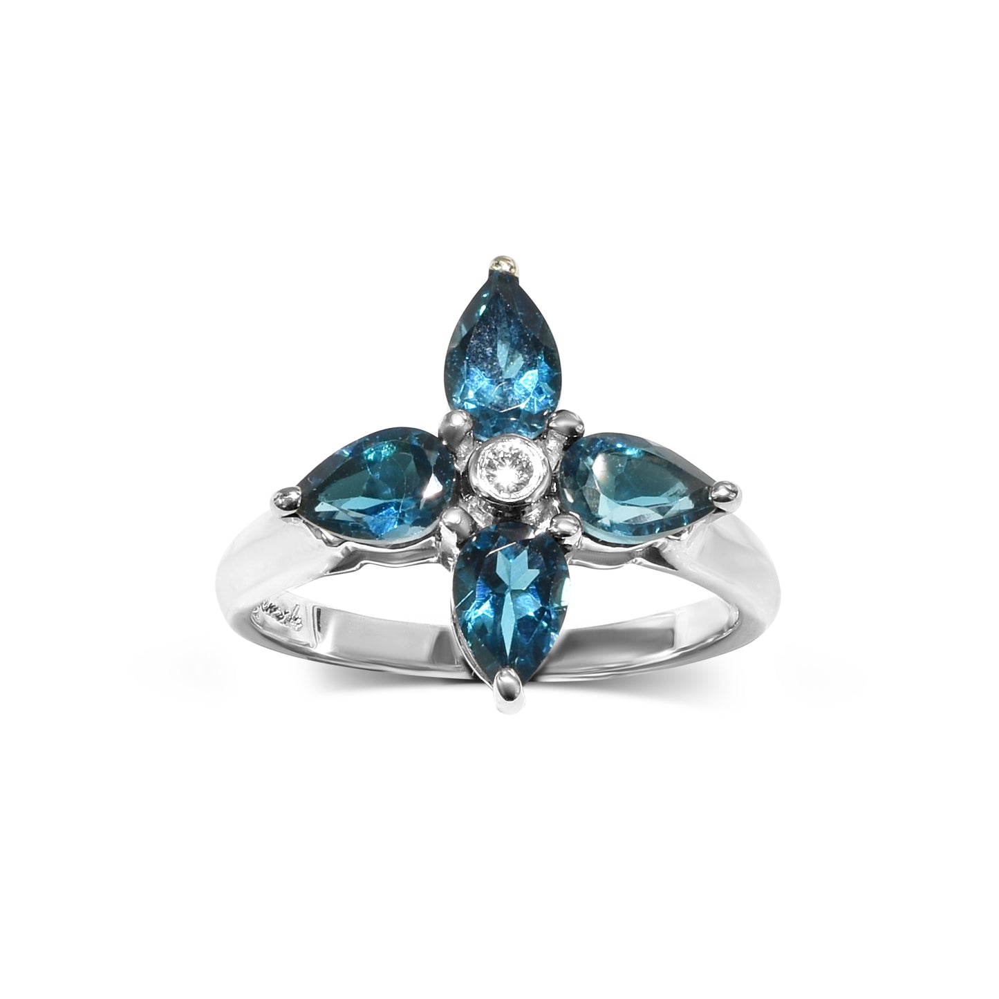 14k White Gold Tanzanite Diamond Flower Ring