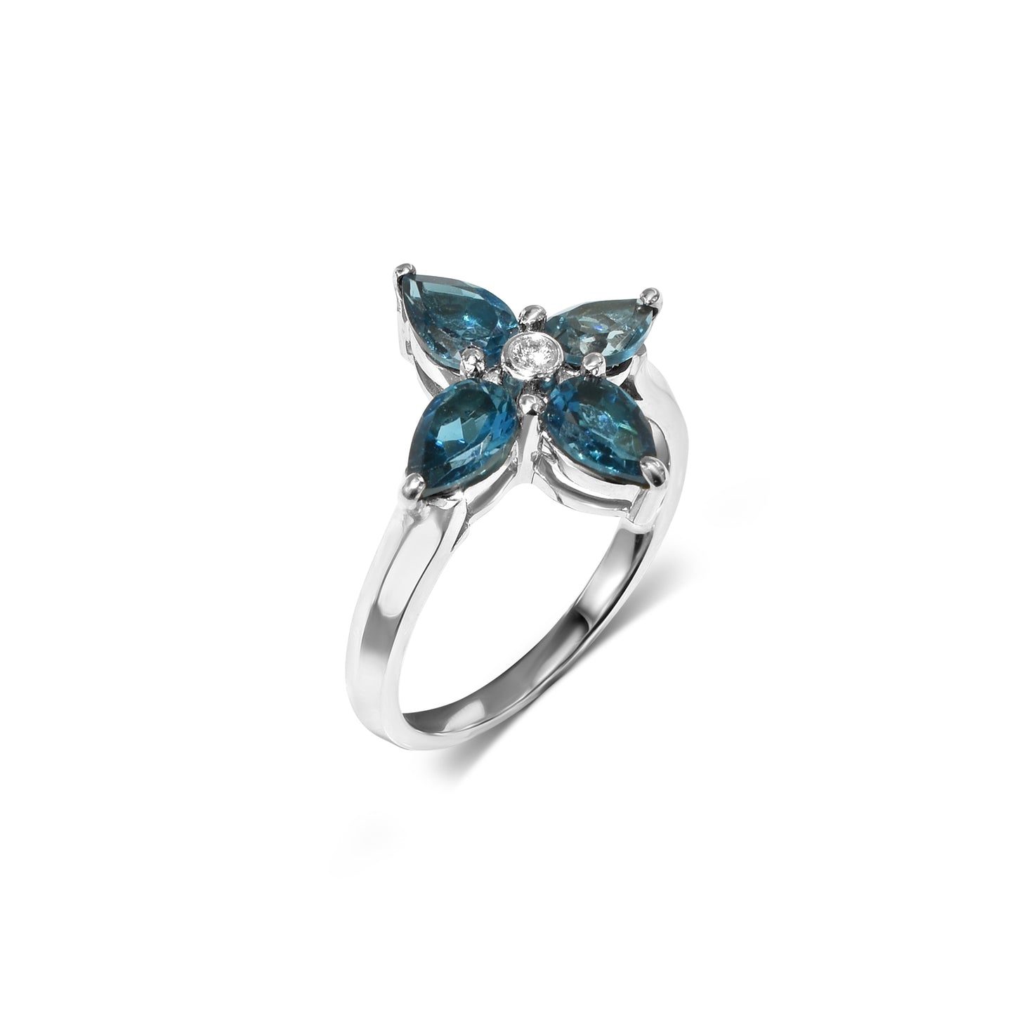 14k White Gold Tanzanite Diamond Flower Ring