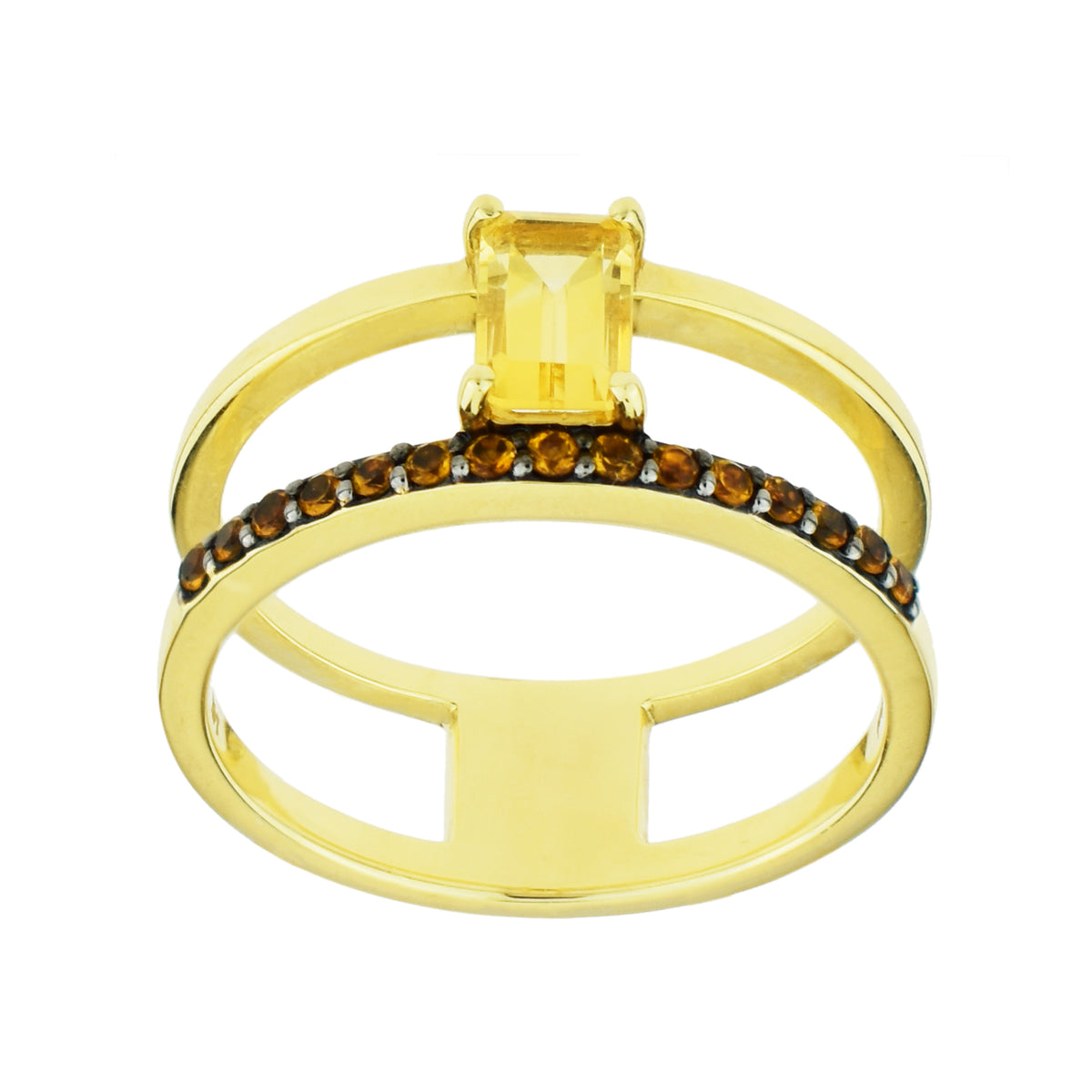 14k Yellow Beryl & Citrine Open Band Ring