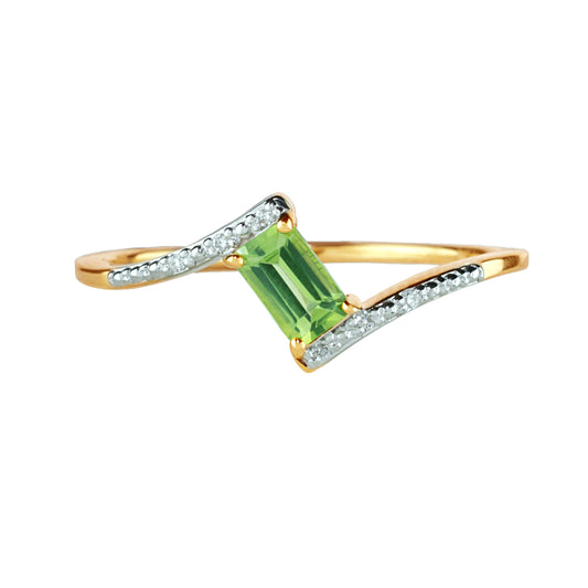 14k Peridot Diamond Ring