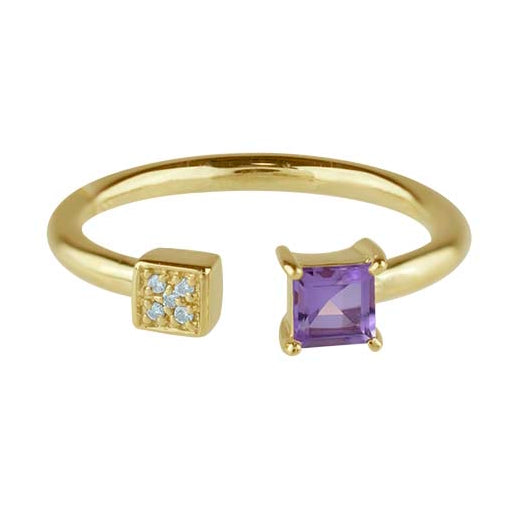 14k Diamond Pink Amethyst Open Ring