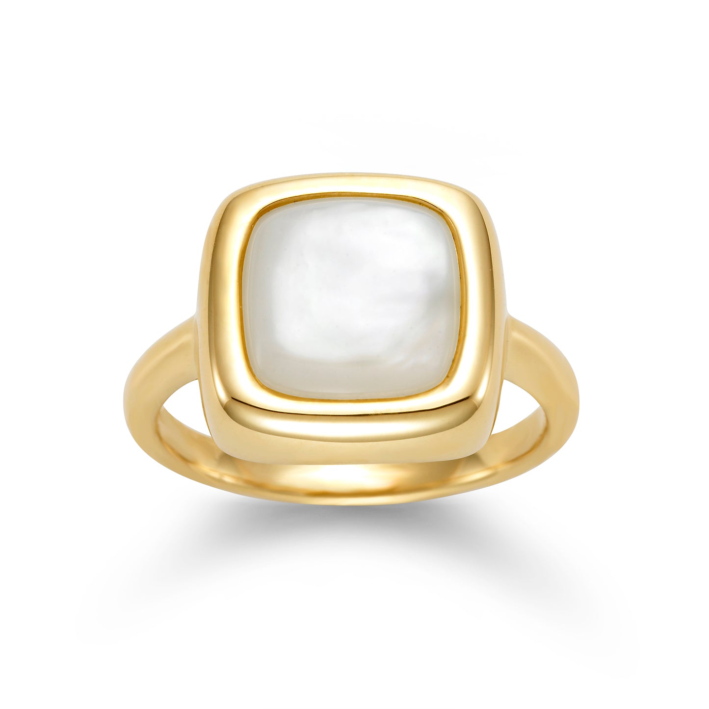 14k White Mother of Pearl Cushion Ring (Heavier Version) - Size 7