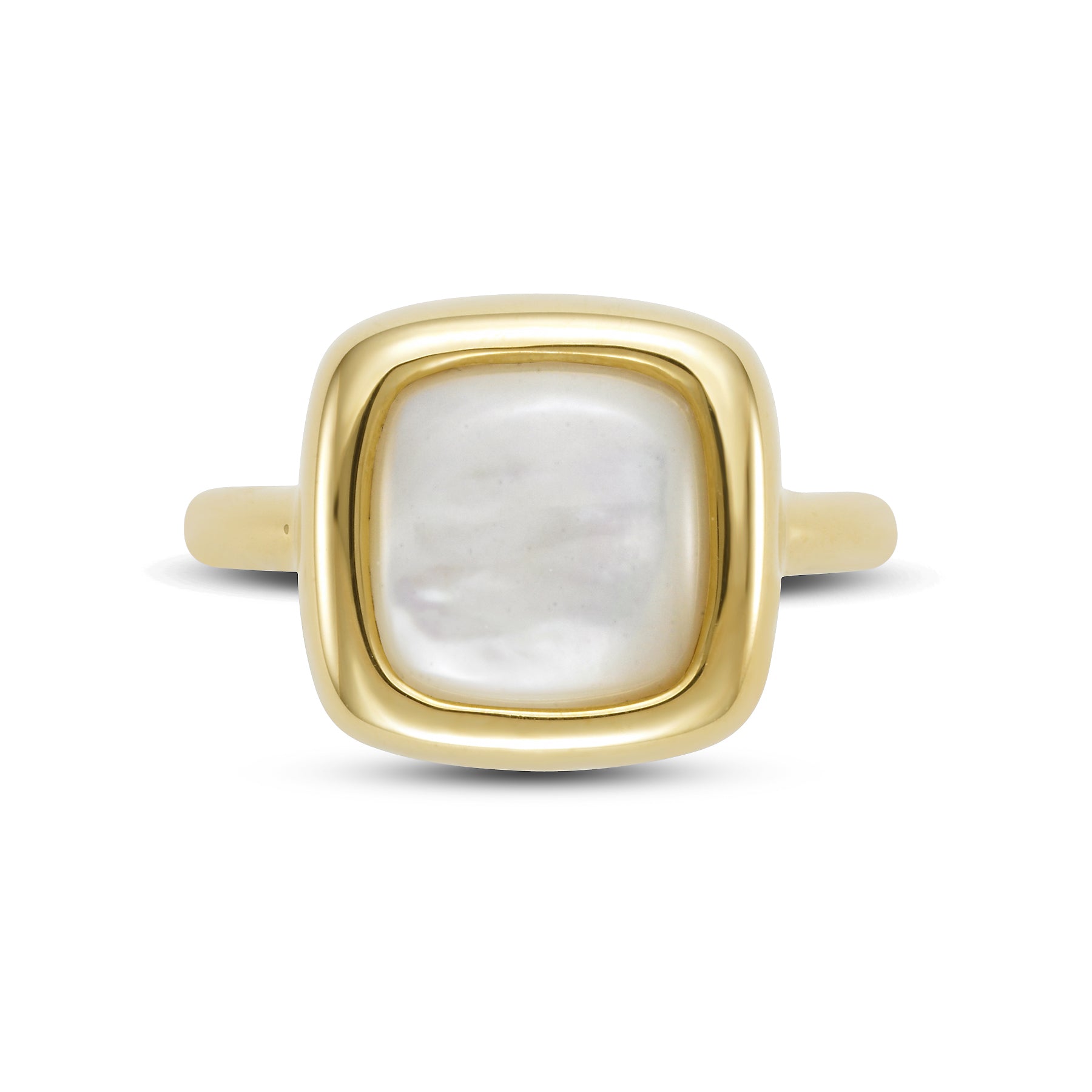 14k White Mother of Pearl Cushion Ring (Heavier Version) - Size 7