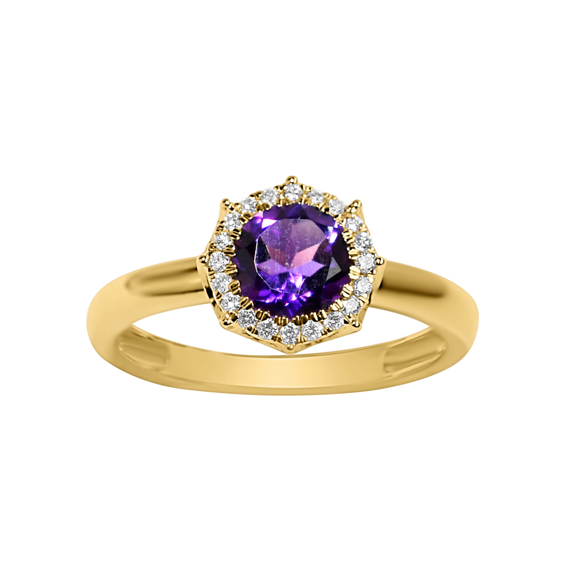 14k Amethyst Vs Diamond Ring - Size 7