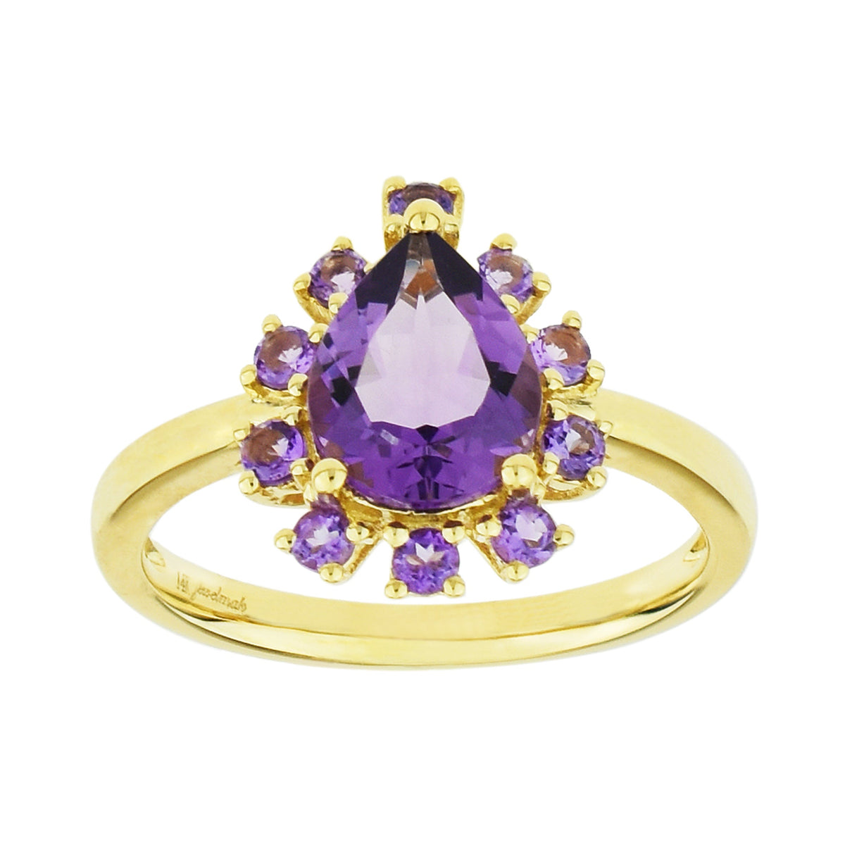 14k Amethyst Pear Shaped Halo Ring