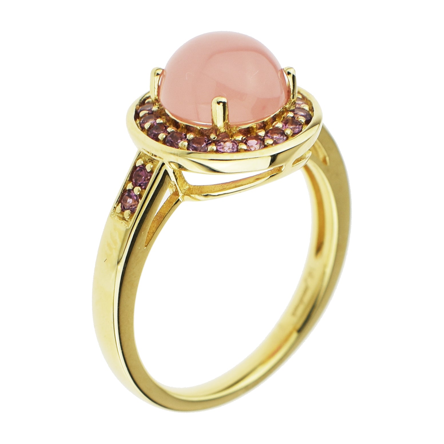 14k Guava Qz & Rhodolite Ring