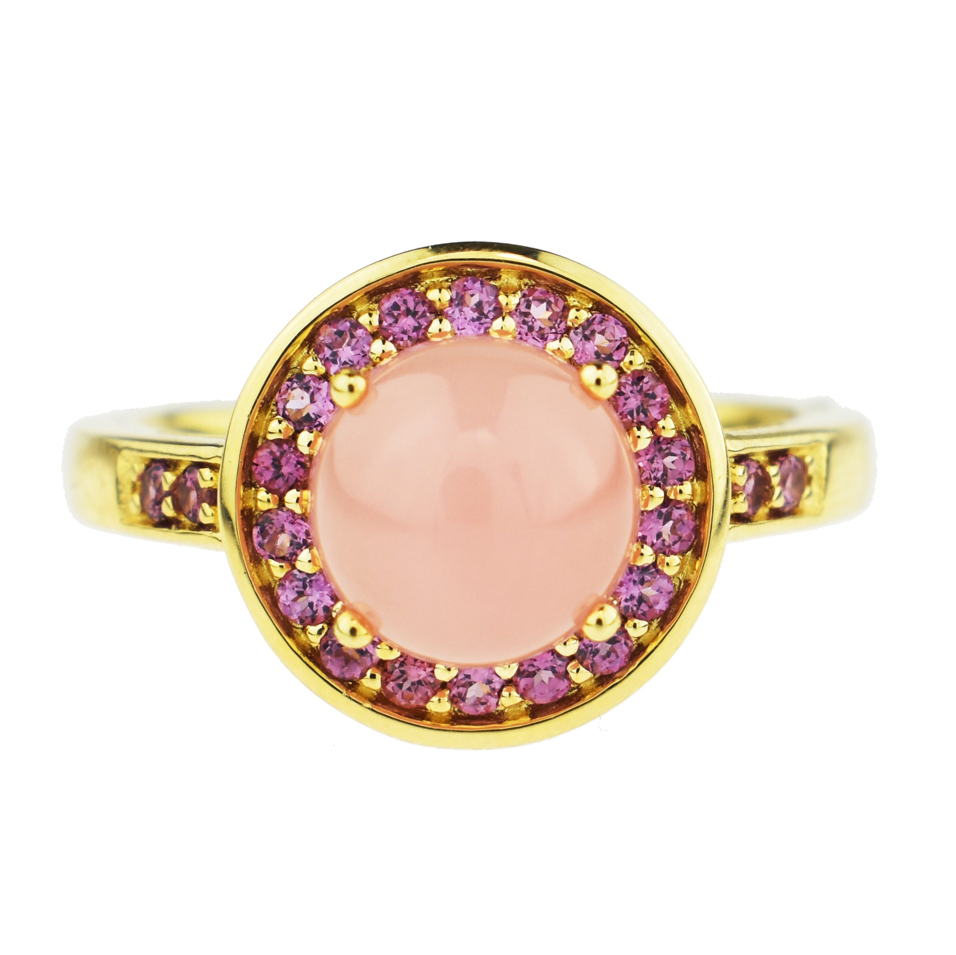 14k Guava Qz & Rhodolite Ring