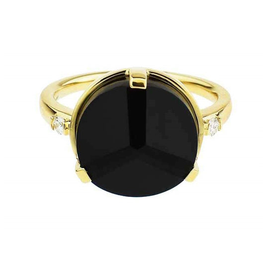 14k Three Dimensional Black Onyx VS Diamond Ring