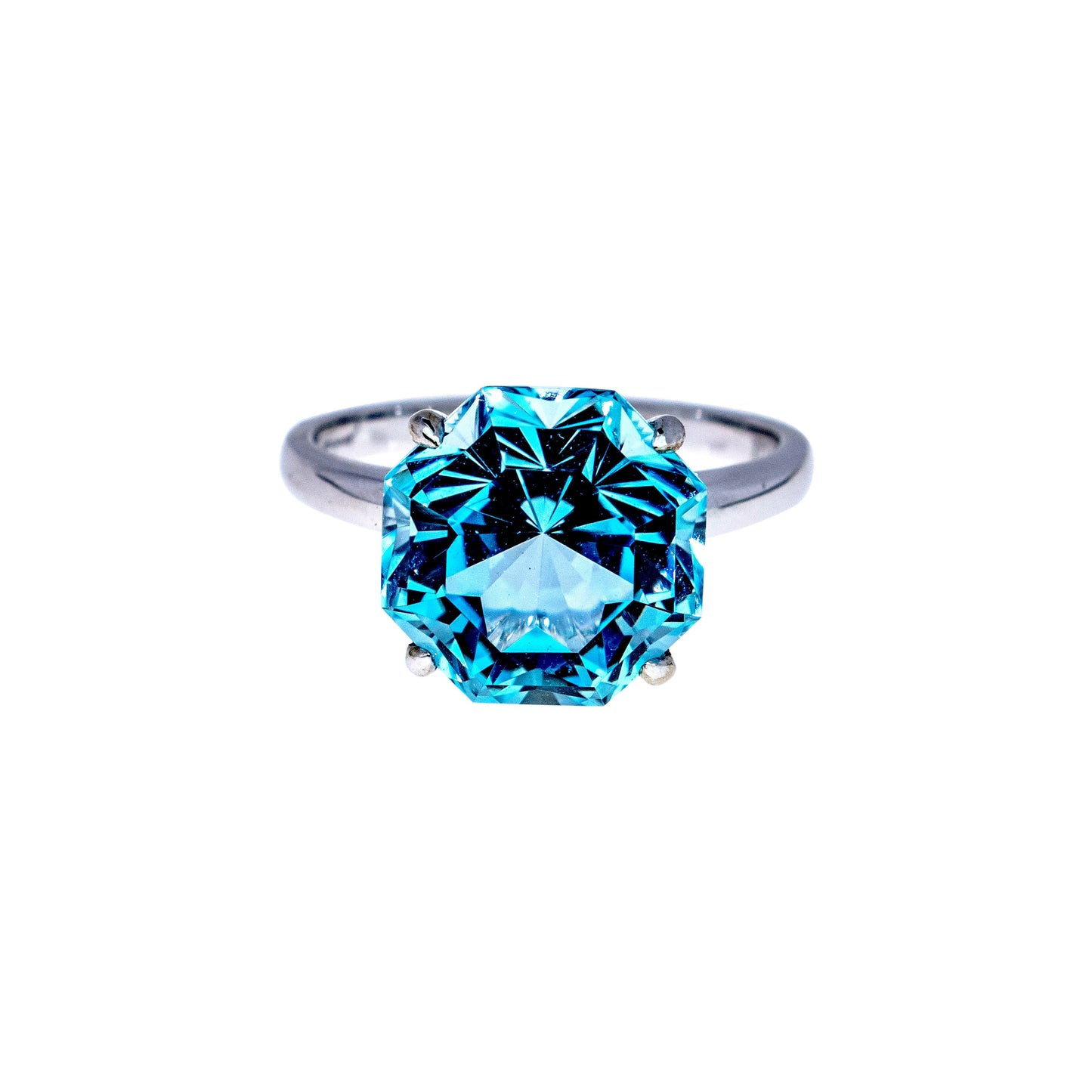 14k Blue Topaz Octagon Fancy Cut Ring