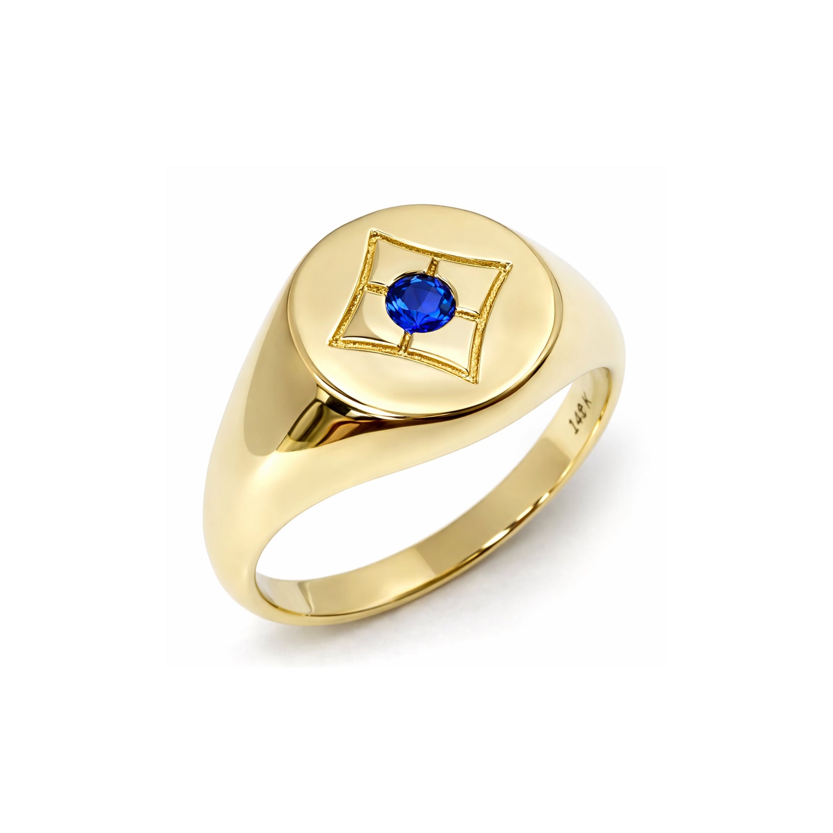14k Sapphire, Ruby or Emerald Signet Rings