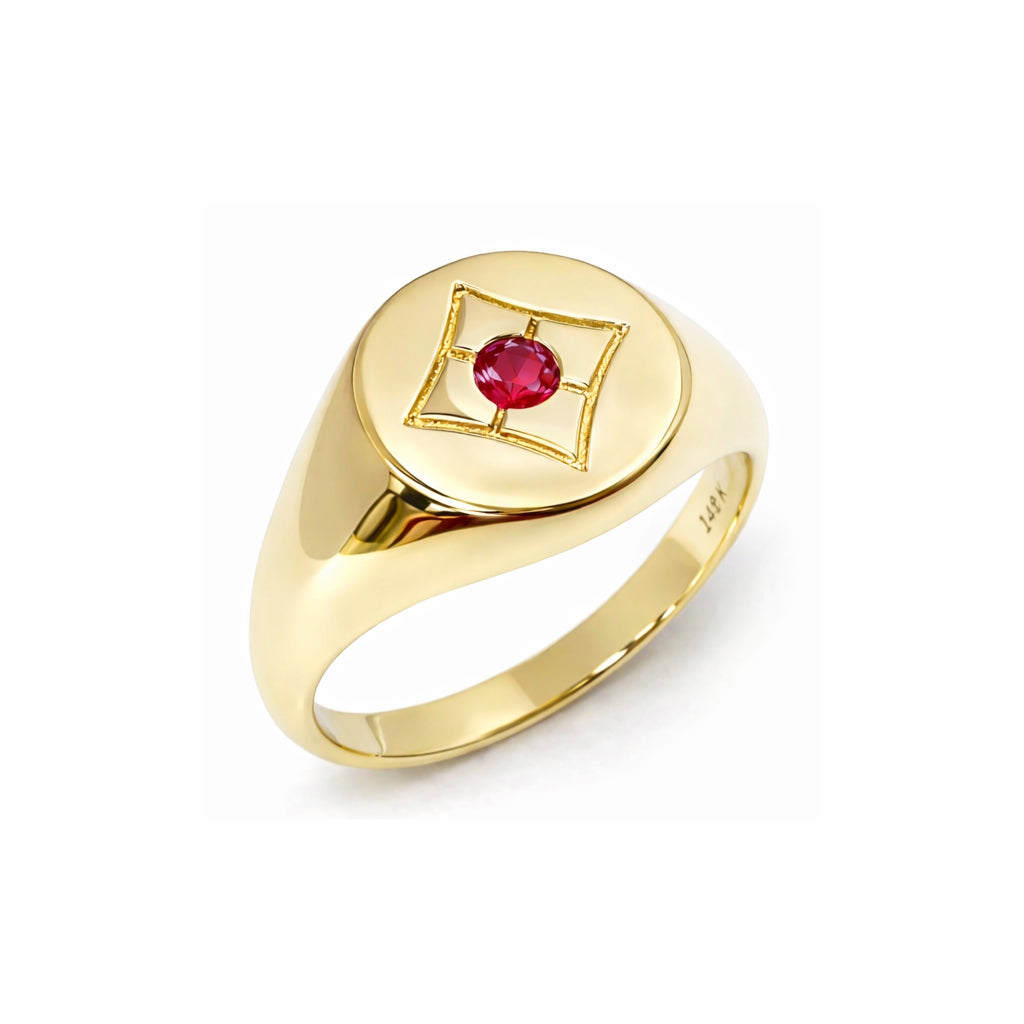 14k Sapphire, Ruby or Emerald Signet Rings
