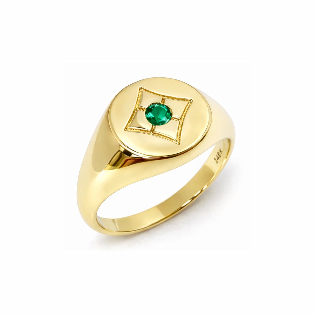 14k Sapphire, Ruby or Emerald Signet Rings