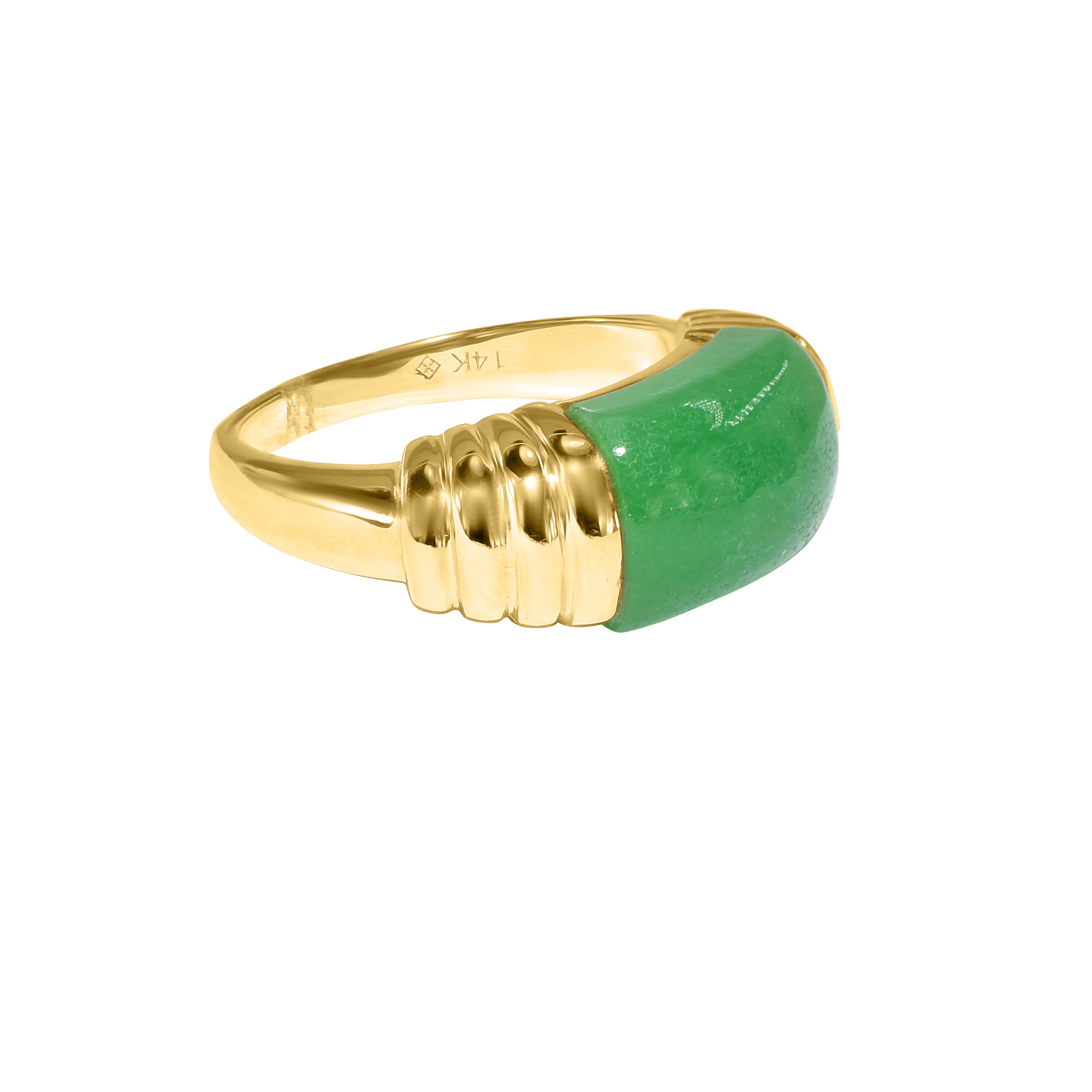 14k Green Jade Saddle Cabochon Ring