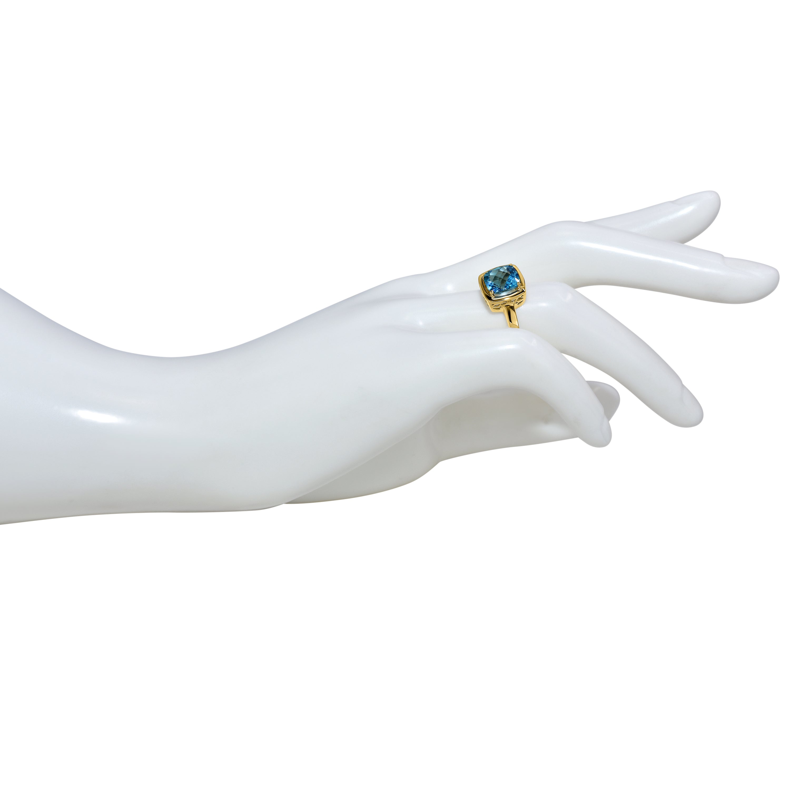 14K Swiss Blue Topaz Cushion Ring