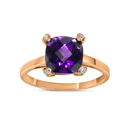 14k Rose Gold Amethyst or Garnet VS Diamond Ring