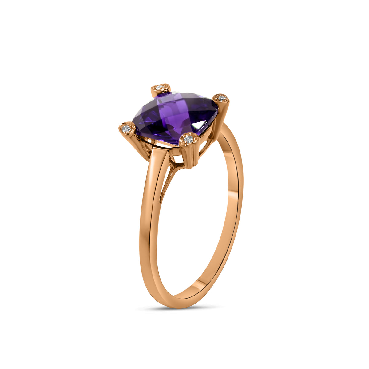 14k Rose Gold Amethyst or Garnet VS Diamond Ring
