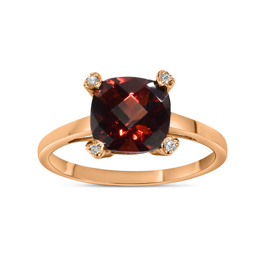 14k Rose Gold Garnet VS Diamond Ring