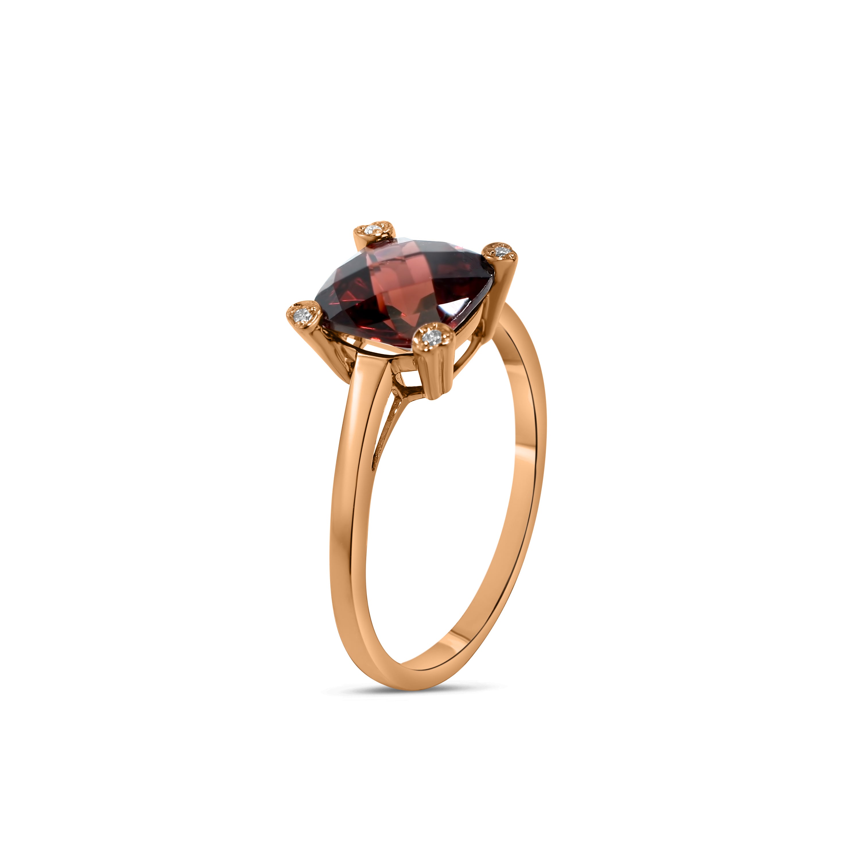 14k Rose Gold Amethyst or Garnet VS Diamond Ring