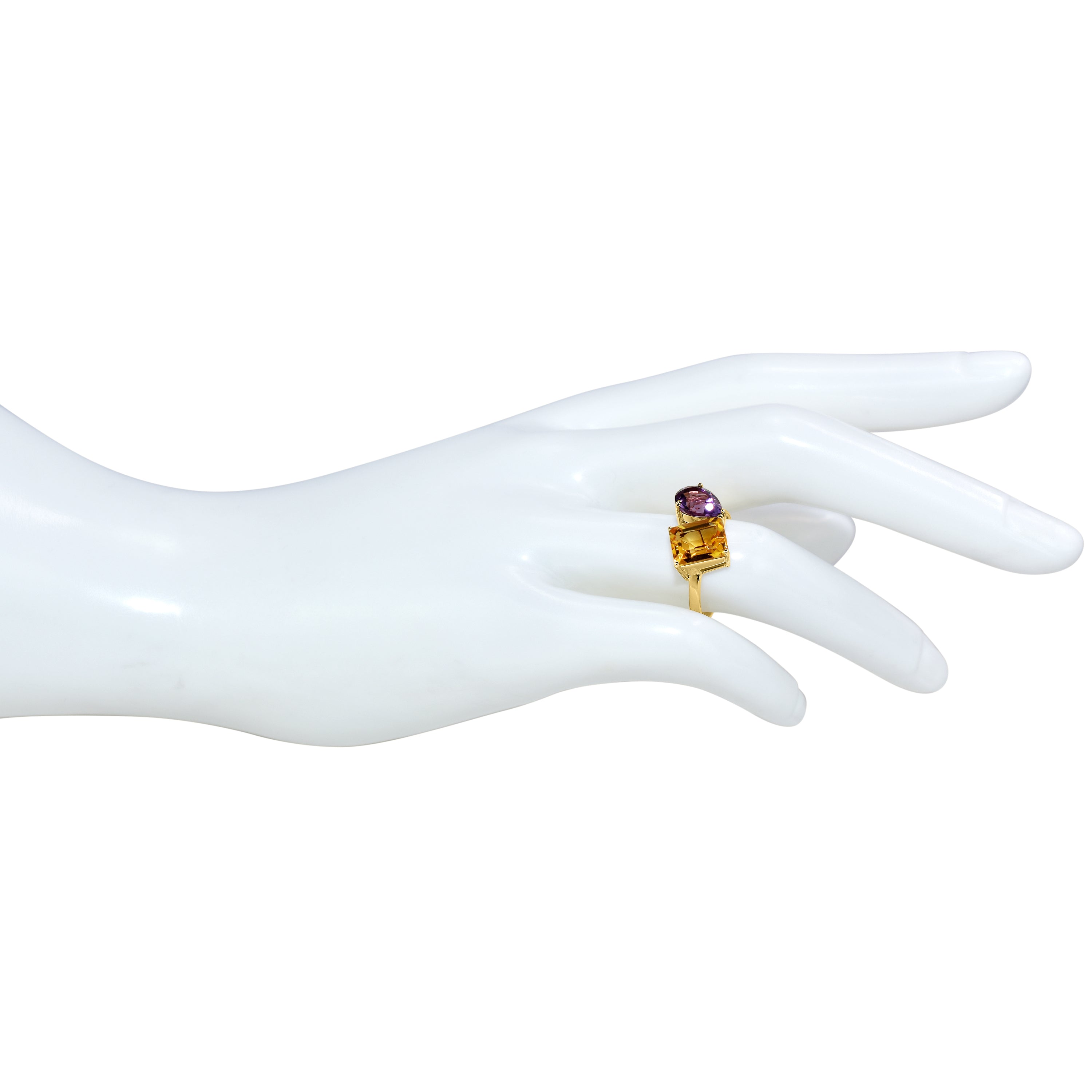 14k Citrine Amethyst Two Stone Ring