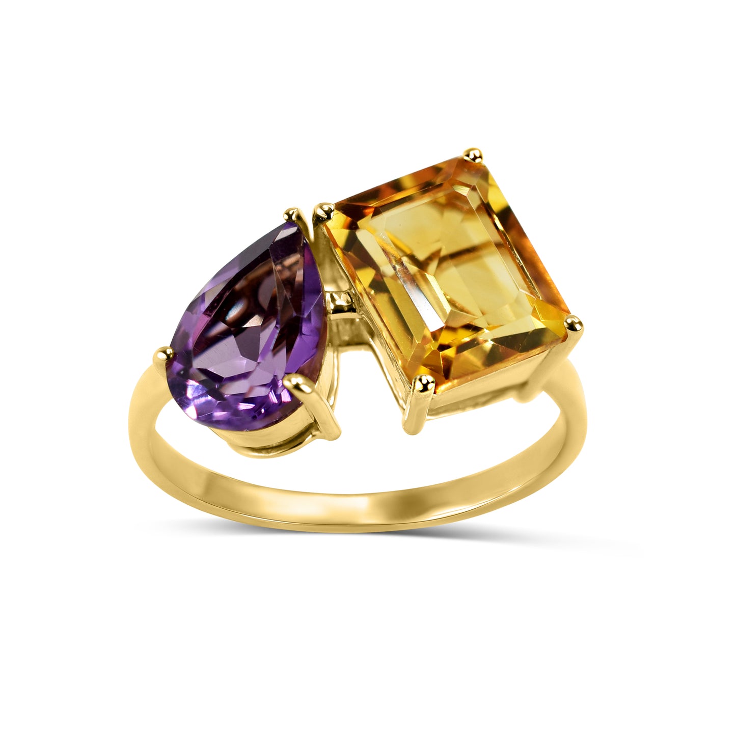 14k Citrine Amethyst Two Stone Ring