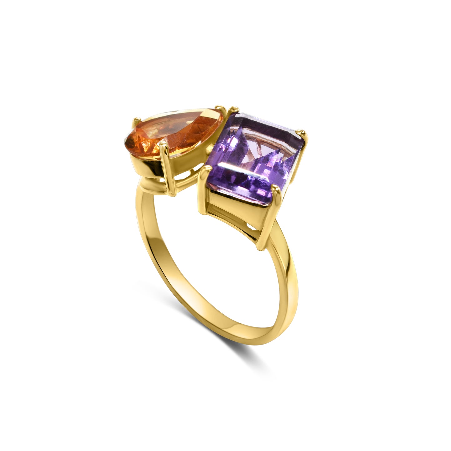 14k Amethyst Citrine Two Stone Ring