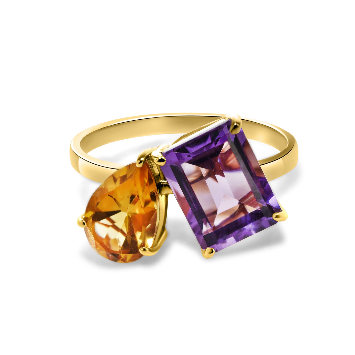 14k Amethyst Citrine Two Stone Ring