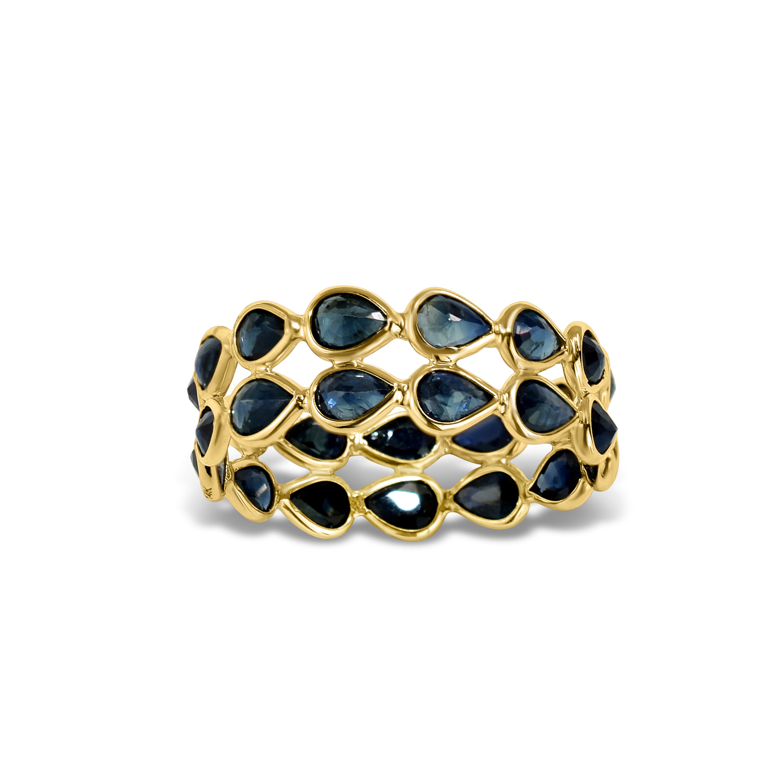 14k Pear Shape Double Row Bezel Ring
