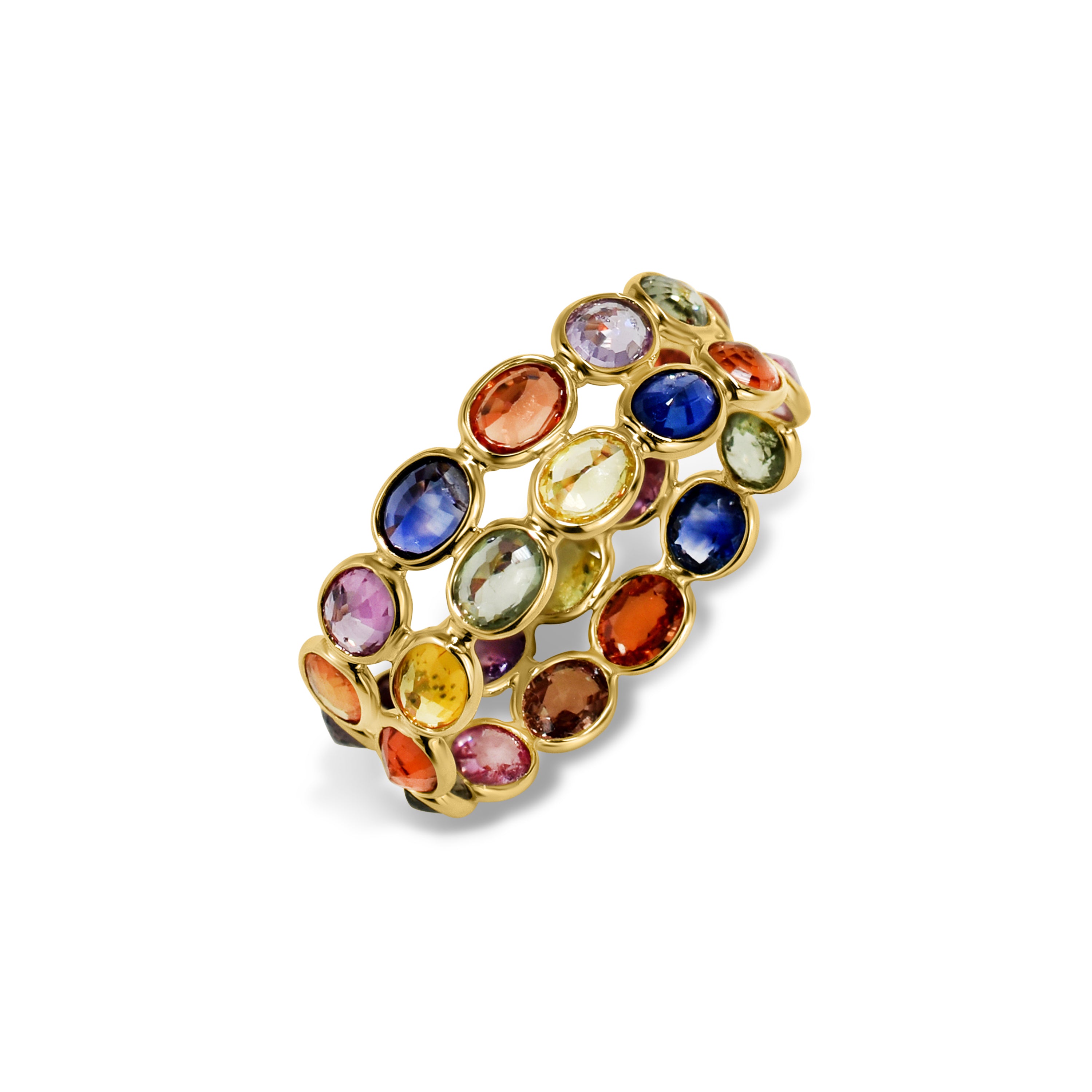14k Oval Shape Double Row Bezel Ring