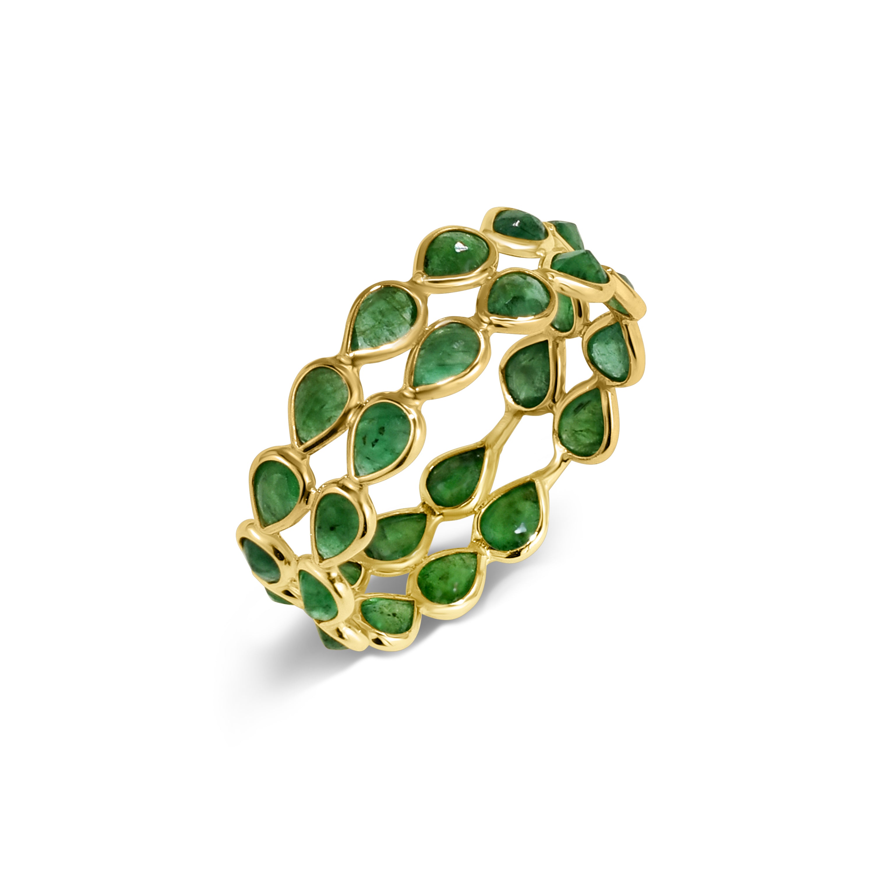 14k Pear Shape Double Row Bezel Ring