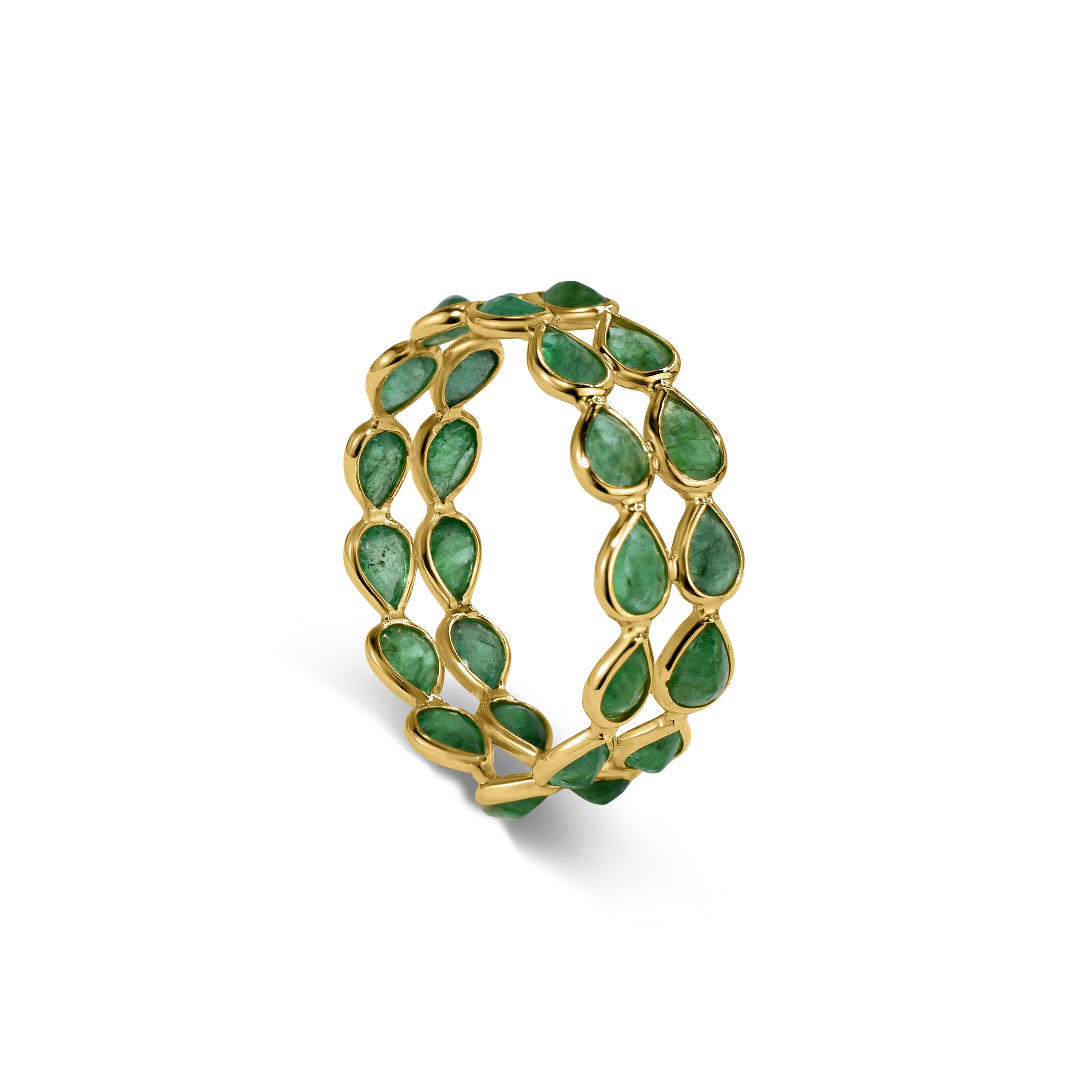 14k Pear Shape Double Row Bezel Ring