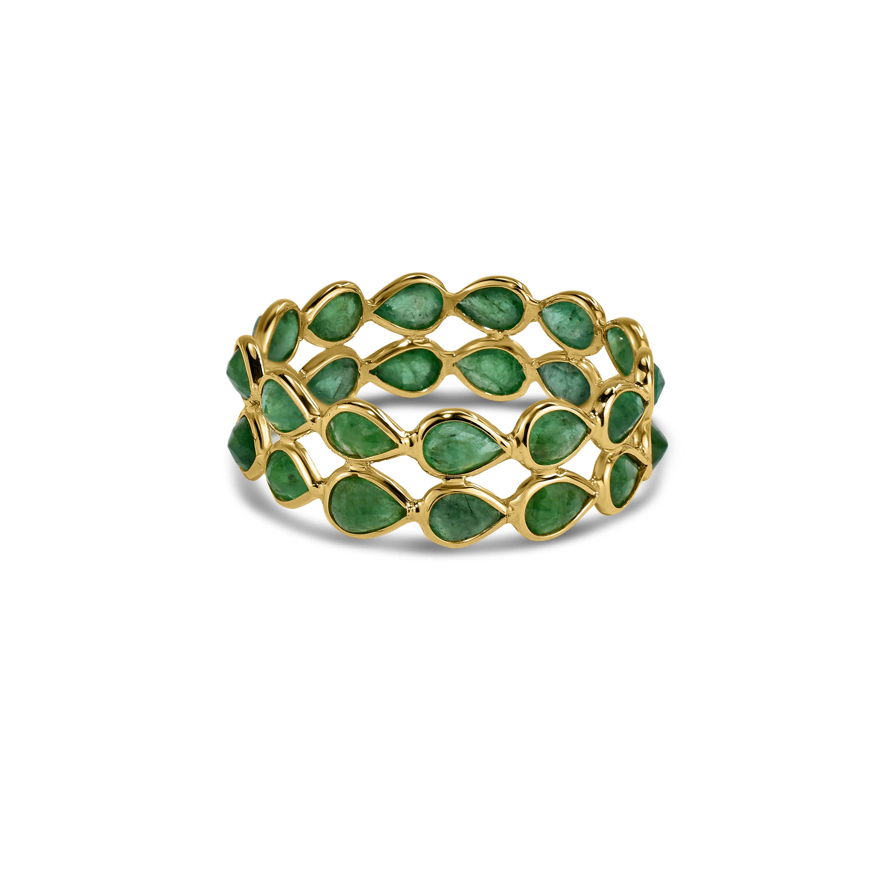 14k Pear Shape Double Row Bezel Ring