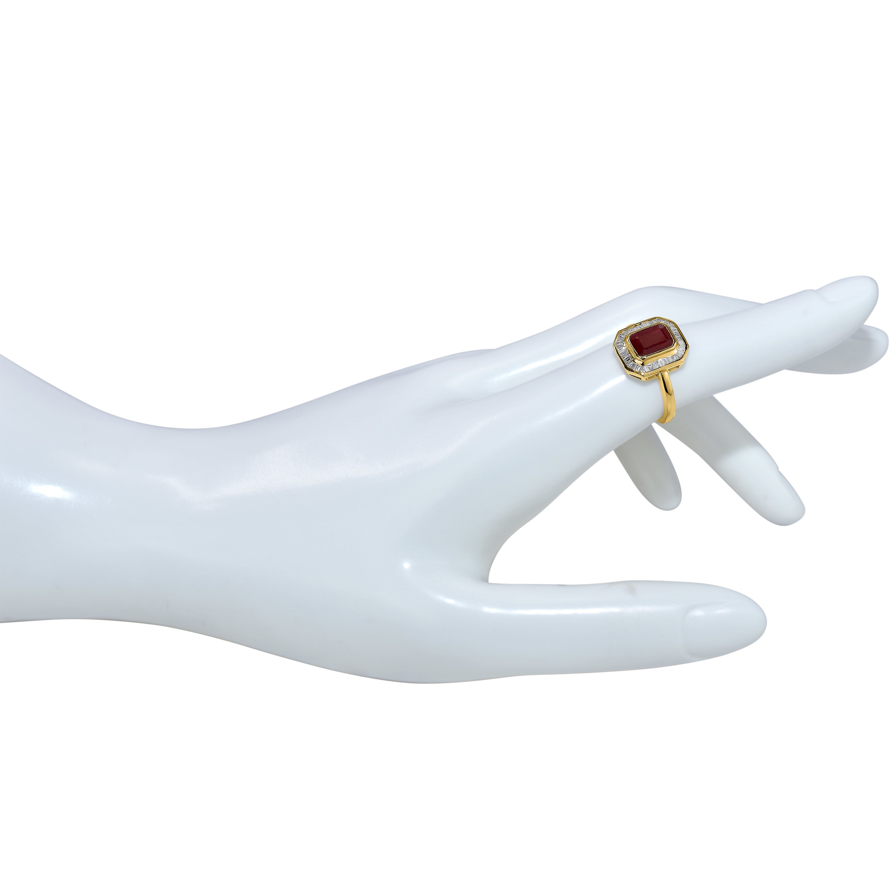 14k Ruby Rectangle Diamond Ring