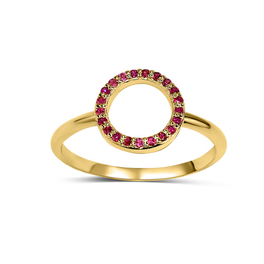 14k Ruby Open Circle Ring, Size - 7
