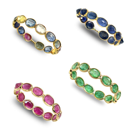 14k Oval Shape Single Row Bezel Ring