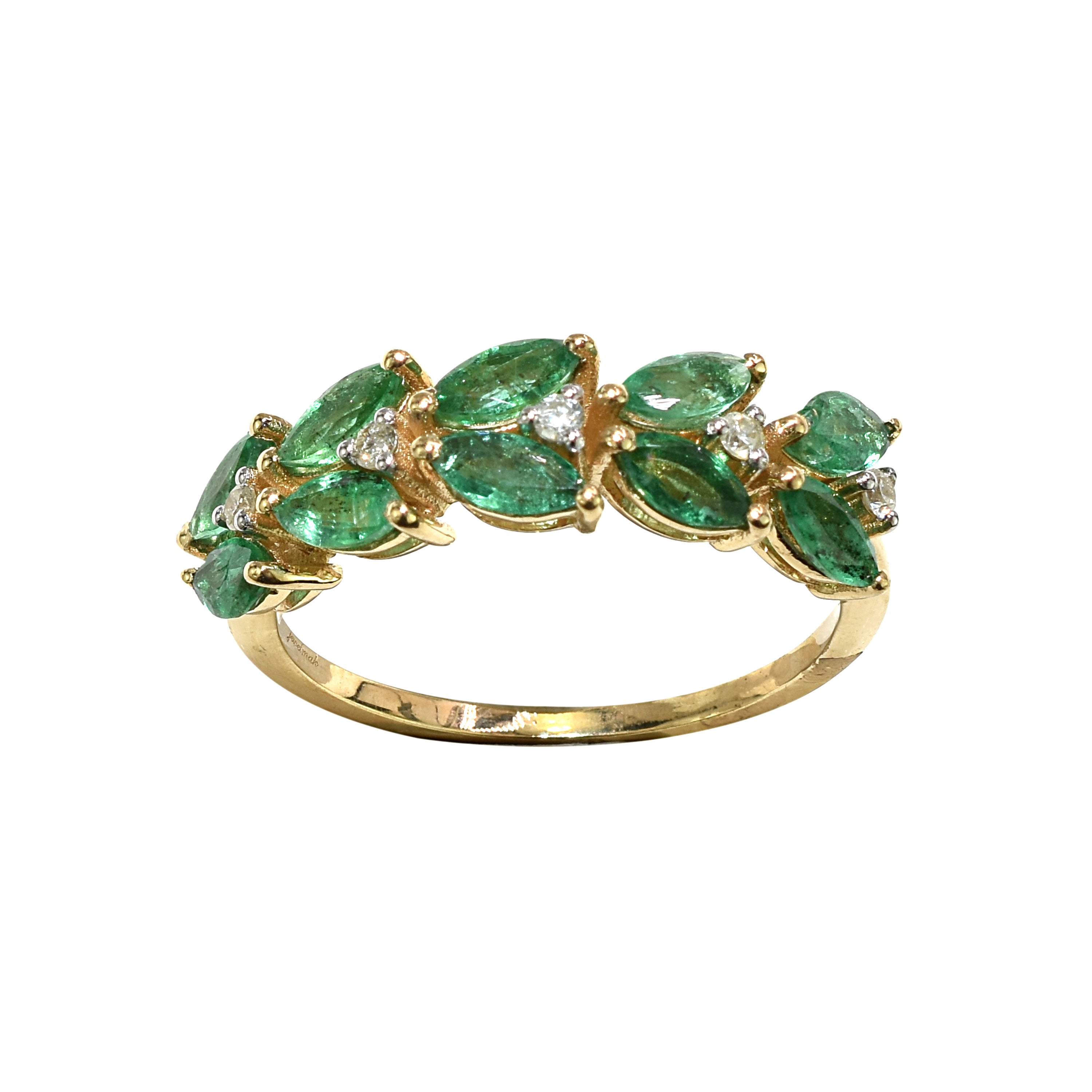 14k Emerald Marquise Diamond Ring