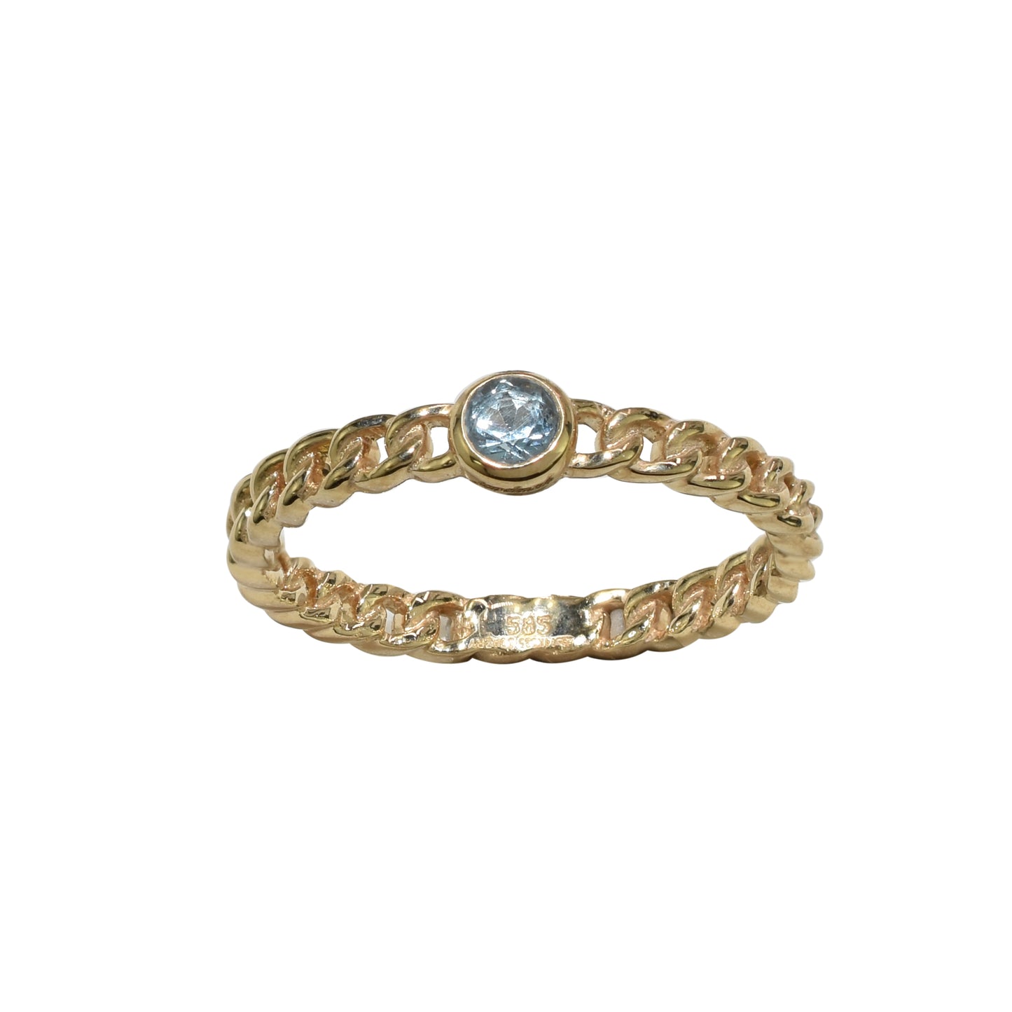 14k Blue Topaz Chain Ring