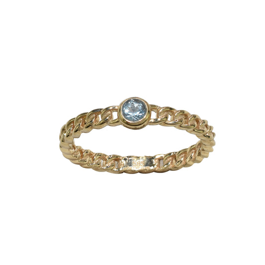 14k Blue Topaz Chain Ring