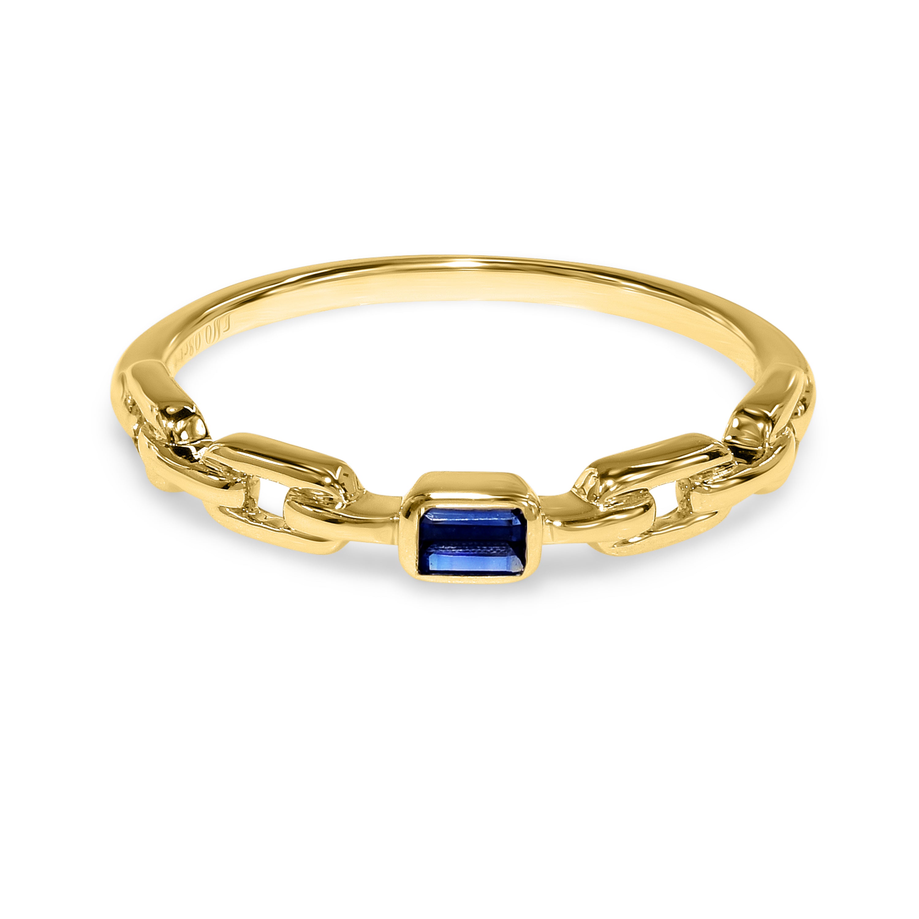 14k Chain Shape Sapphire Ring