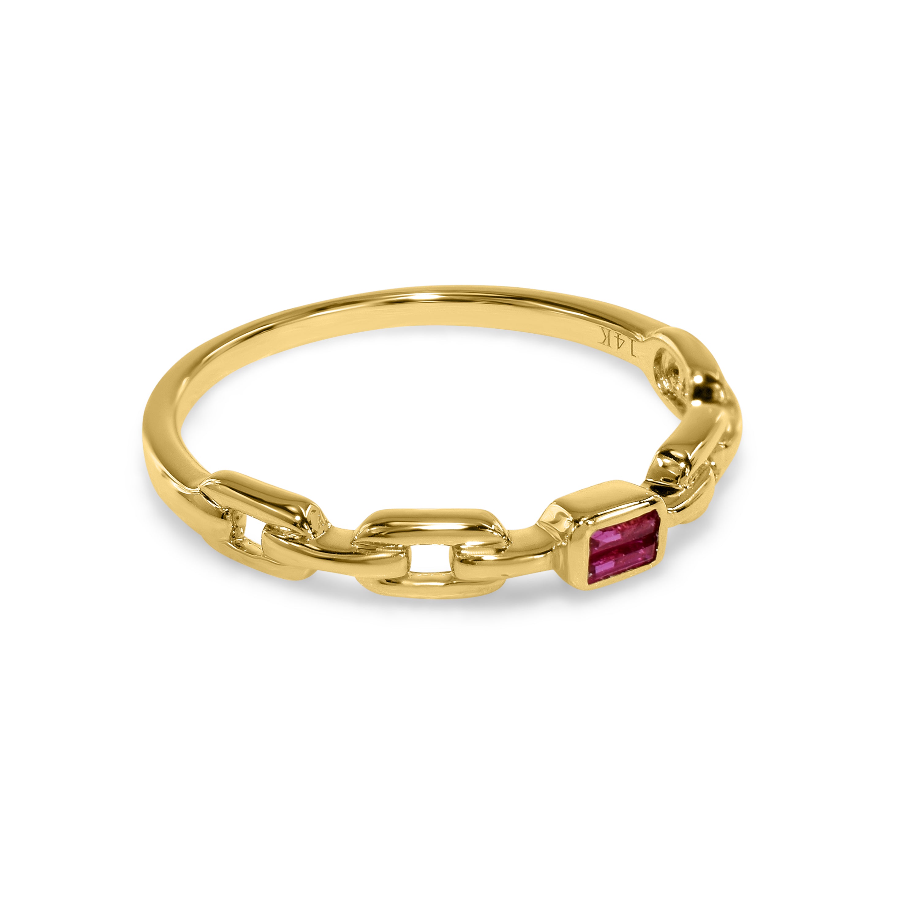 14k Chain Shape Sapphire Ring