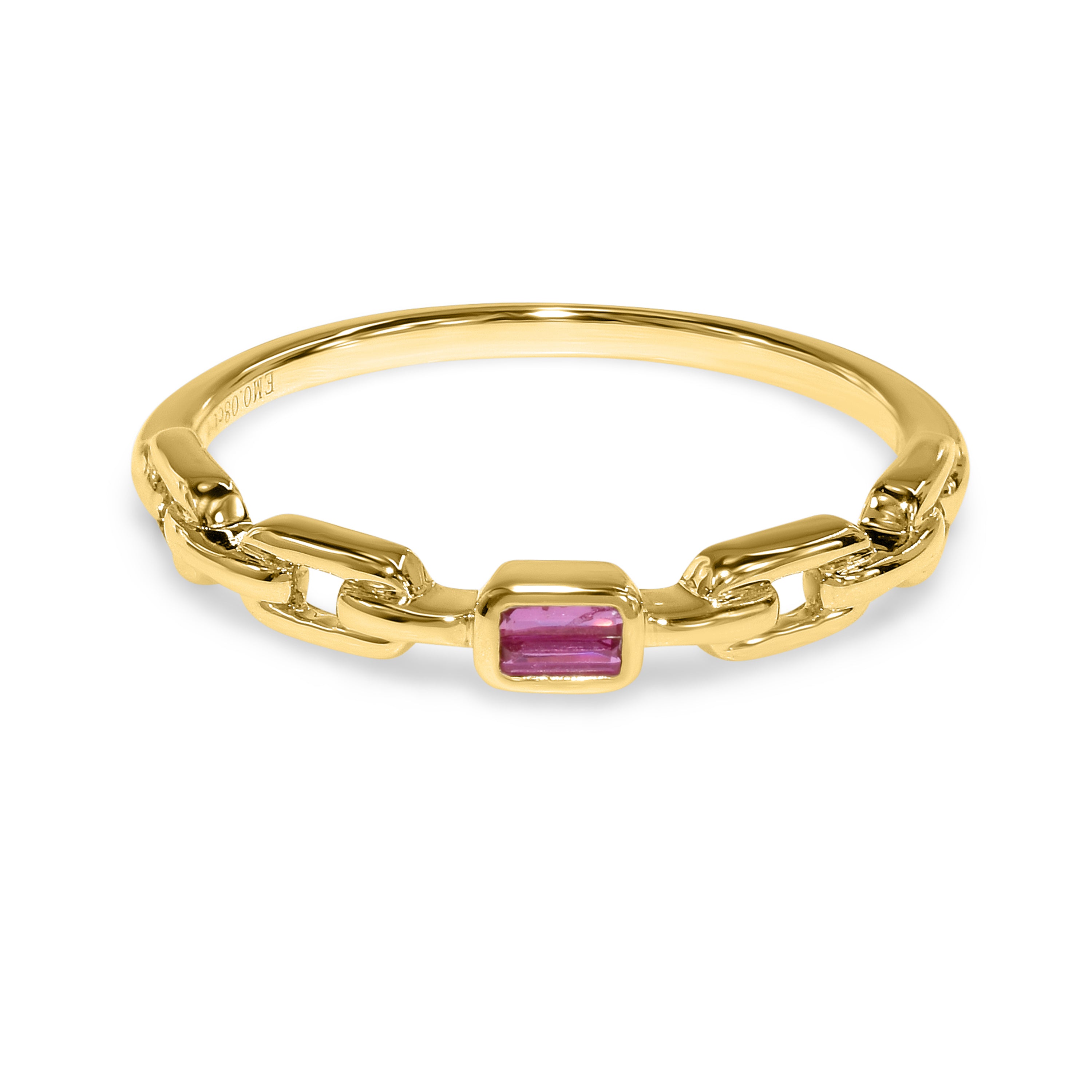 14k Chain Shape Sapphire Ring