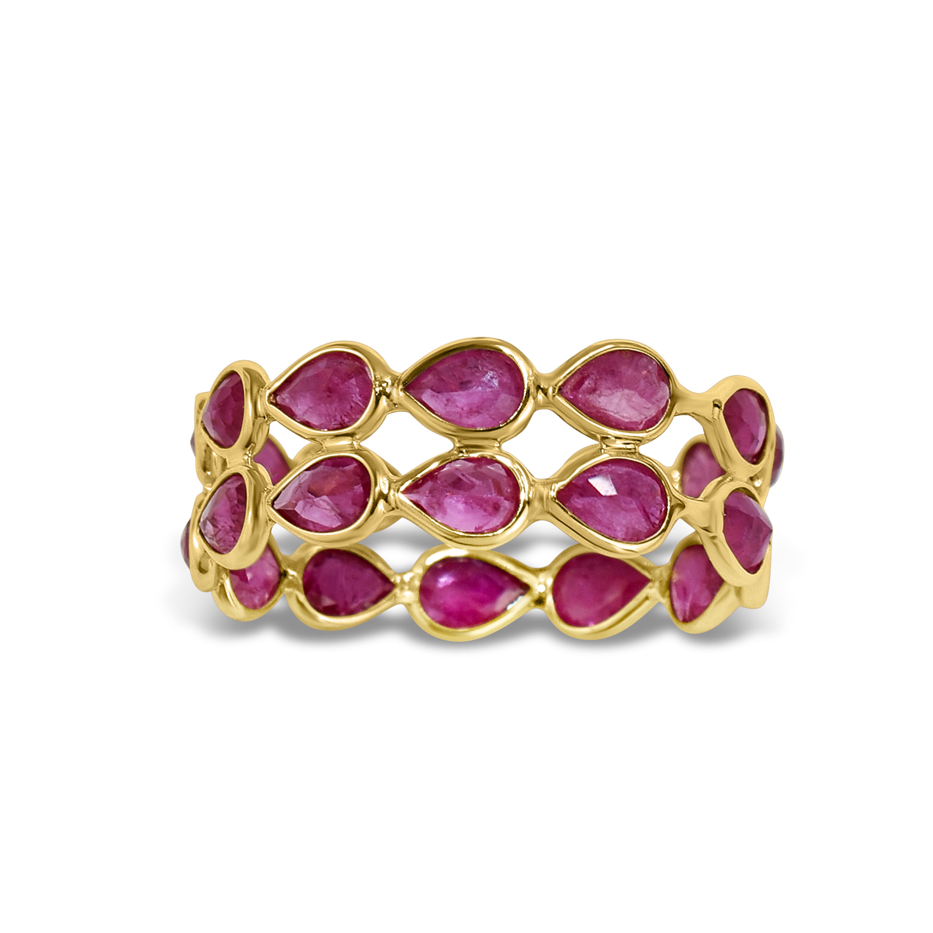 14k Two Row Pear Shape Ruby Ring