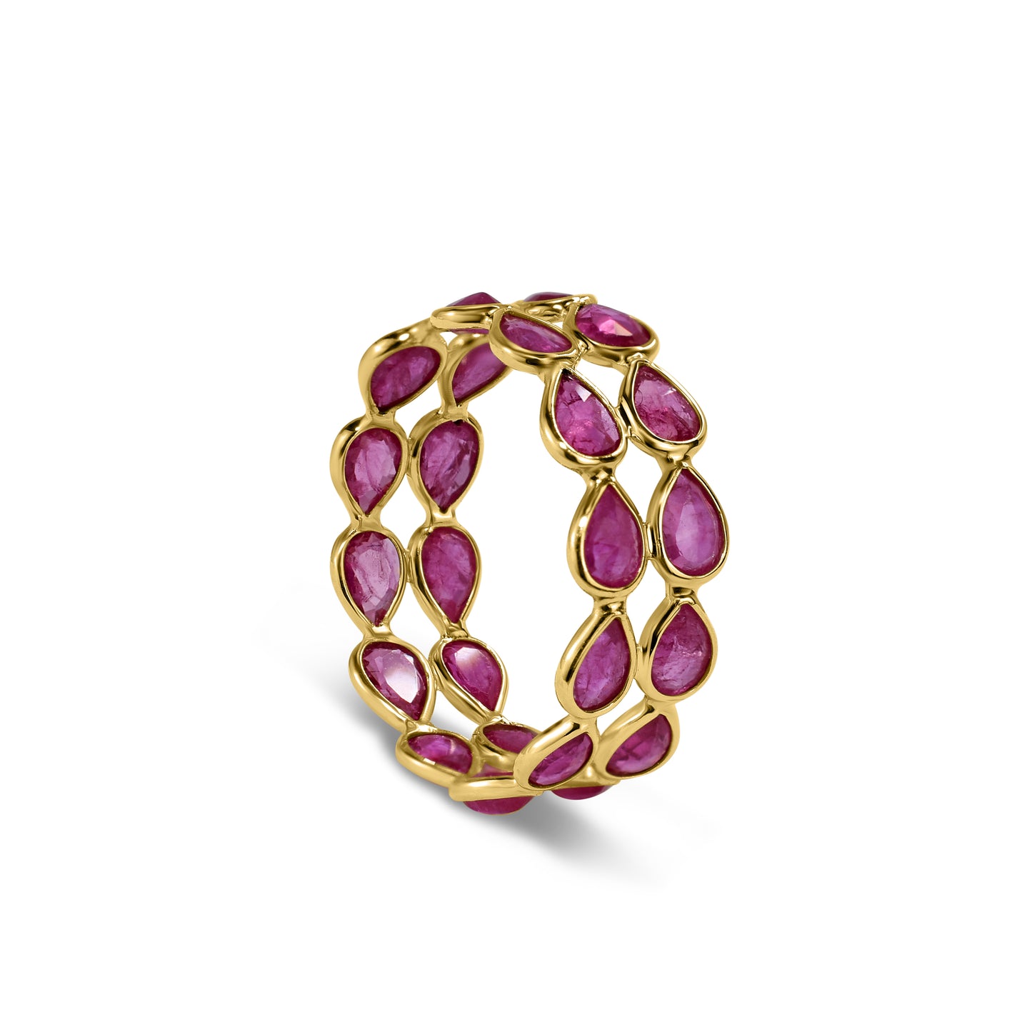 14k Two Row Pear Shape Ruby Ring