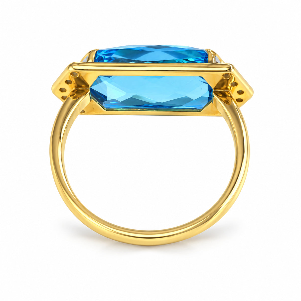 14k Swiss Blue Topaz & Diamond Ring